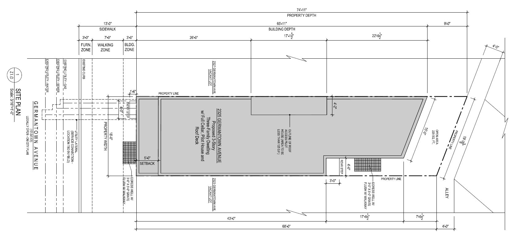2325 Germantown Avenue. Proposed site plan. Credit: 24 7 Design Group via a zoning permit submitted to the City of Philadelphia