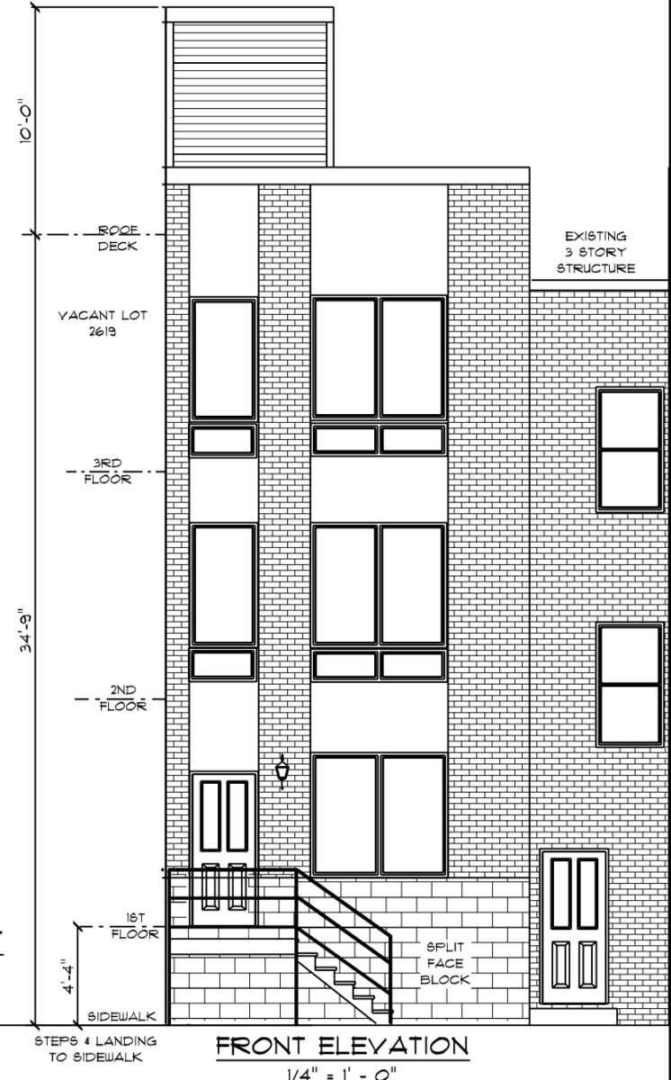 2619-21 East Huntingdon Street Elevation