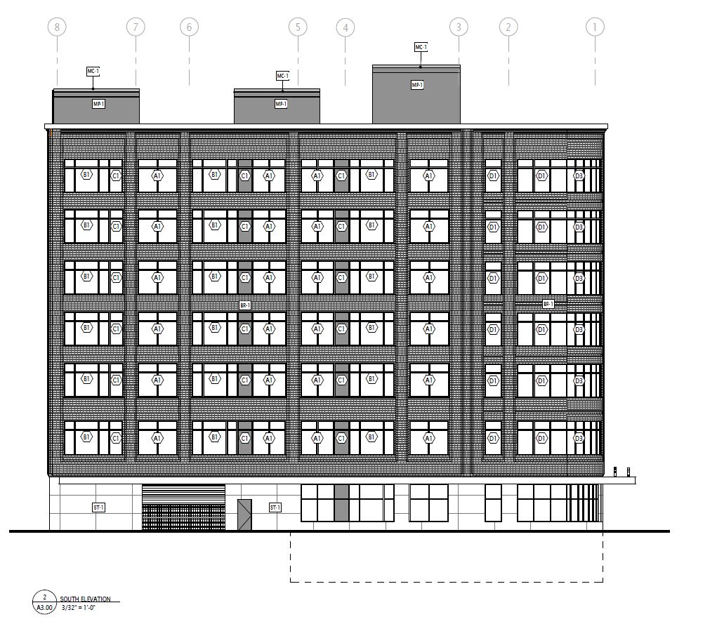 914 South Broad Street. Building elevation. Credit: JKRP Architects via the Civic Design Review