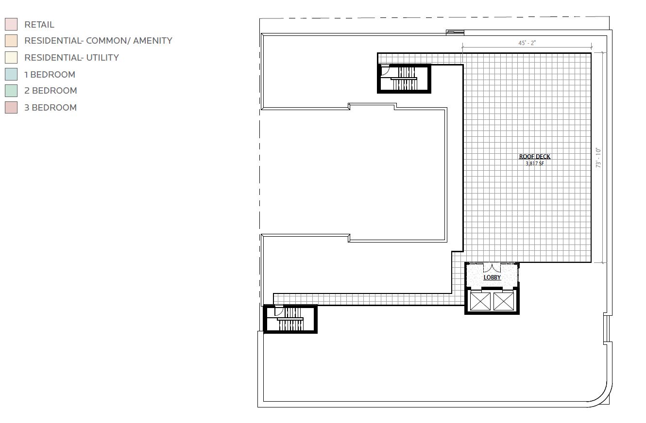 914 South Broad Street. Building roof plan. Credit: JKRP Architects via the Civic Design Review