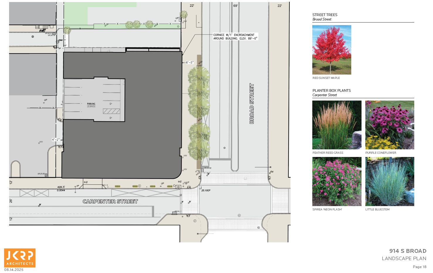 914 South Broad Street. Landscape plan. Credit: JKRP Architects via the Civic Design Review
