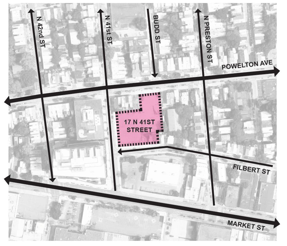 University Place 5.0 Parking Garage at 17 North 41st Street. Site plan. Credit: ISA via the Civic Design Review