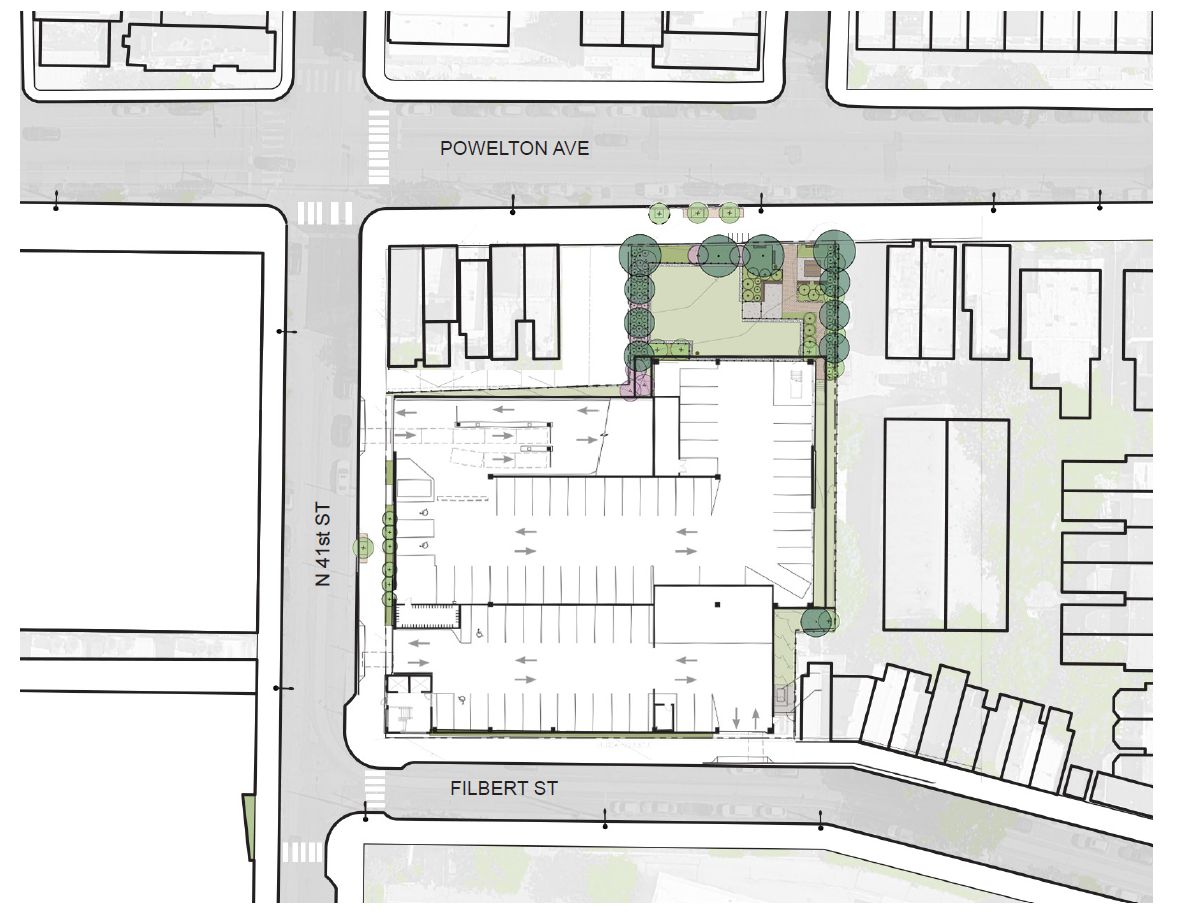 University Place 5.0 Parking Garage at 17 North 41st Street. Site plan. Credit: ISA via the Civic Design Review
