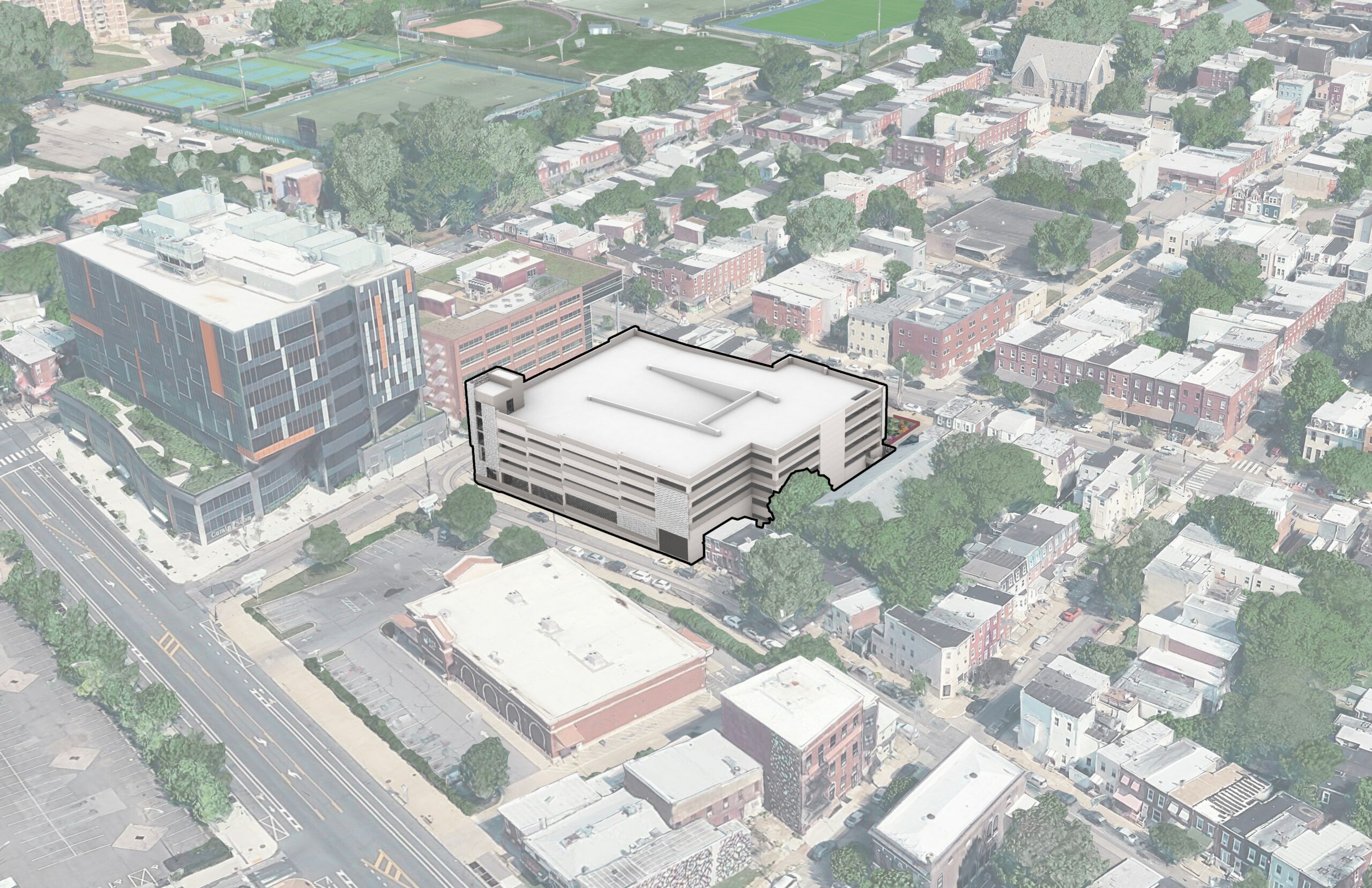 University Place 5.0 Parking Garage at 17 North 41st Street. Project rendering. Credit: ISA via the Civic Design Review