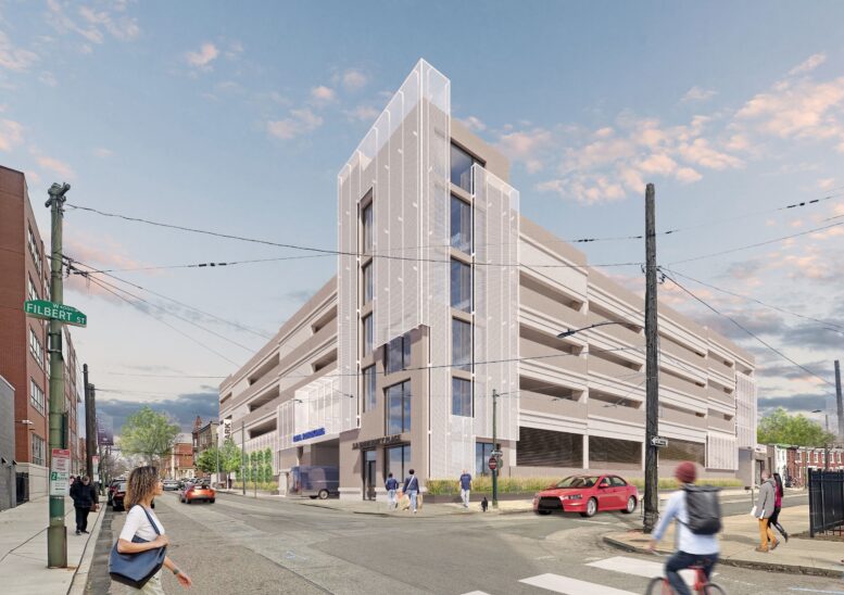 University Place 5.0 Parking Garage at 17 North 41st Street. Project rendering. Credit ISA via the Civic Design Review