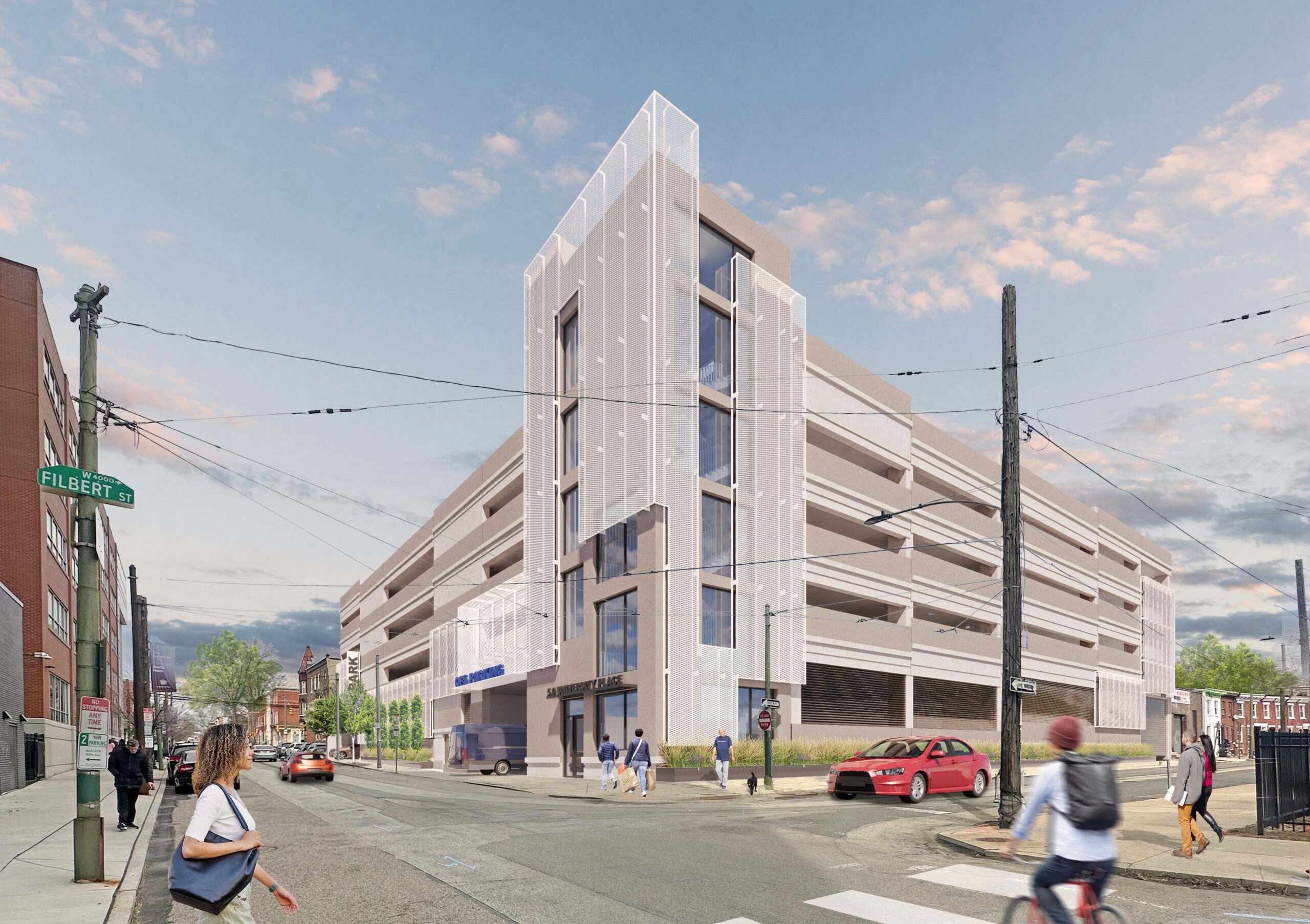 University Place 5.0 Parking Garage at 17 North 41st Street. Project rendering. Credit: ISA via the Civic Design Review