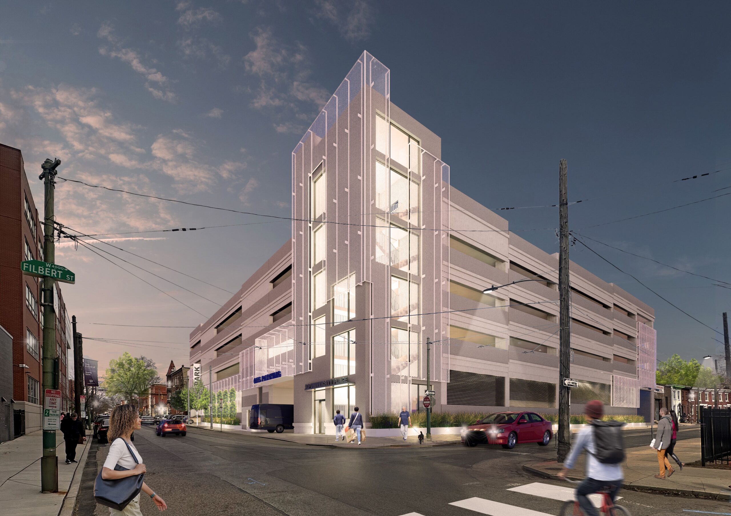 University Place 5.0 Parking Garage at 17 North 41st Street. Project rendering. Credit ISA via the Civic Design Review