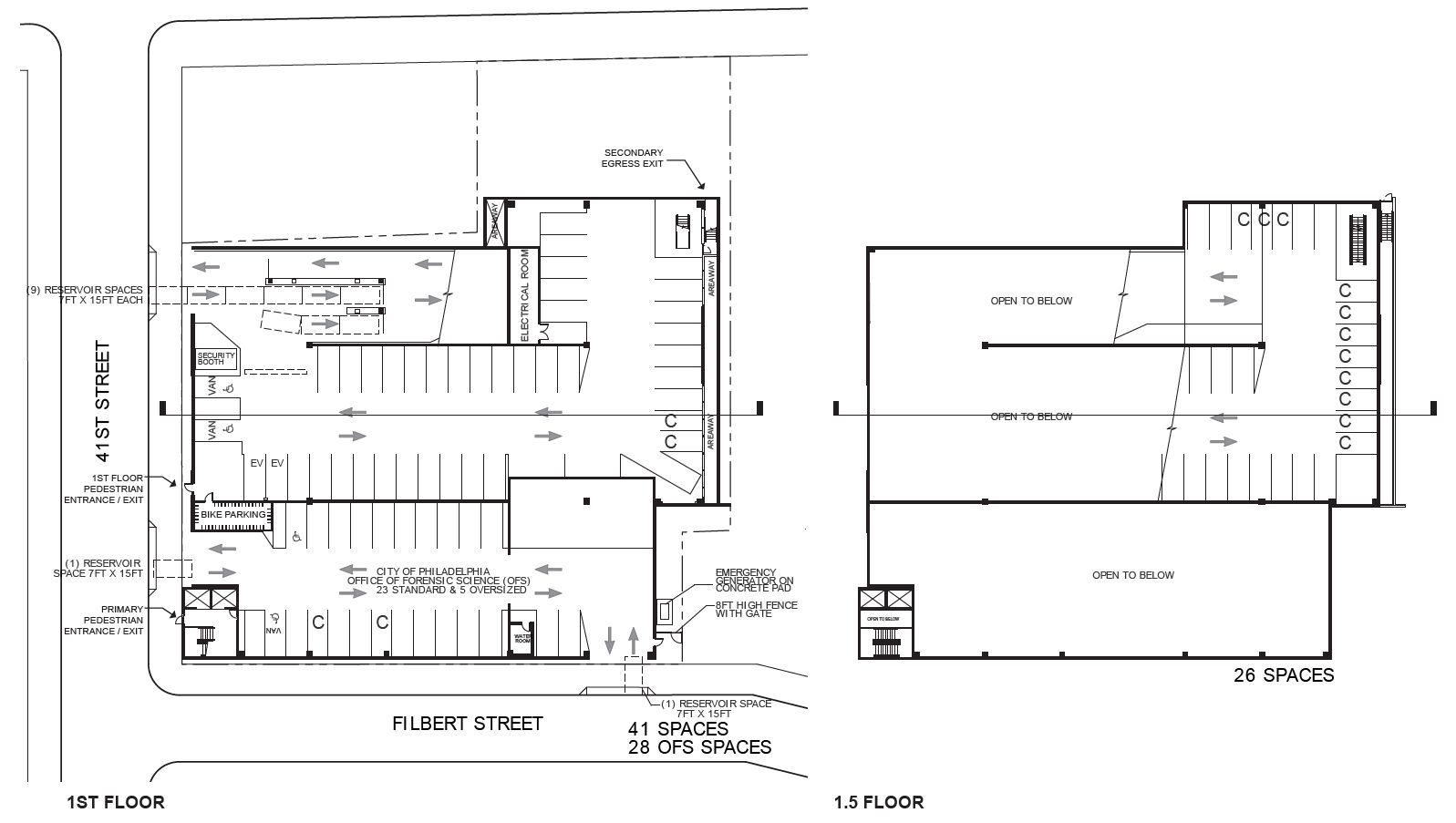 University Place 5.0 Parking Garage at 17 North 41st Street. Floor plan. Credit: ISA via the Civic Design Review