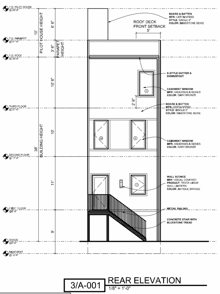 Building Firewall Rear View Elevation Permits Issued for Single-Family Rowhouse at 100 Emily Street in ...