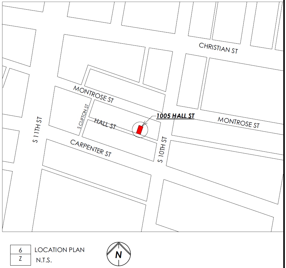 1005 Hall Street, Philadelphia. Project map. Credit: Architect Parallel Architecture Studio via a zoning permit submitted to the City of Philadelphia.