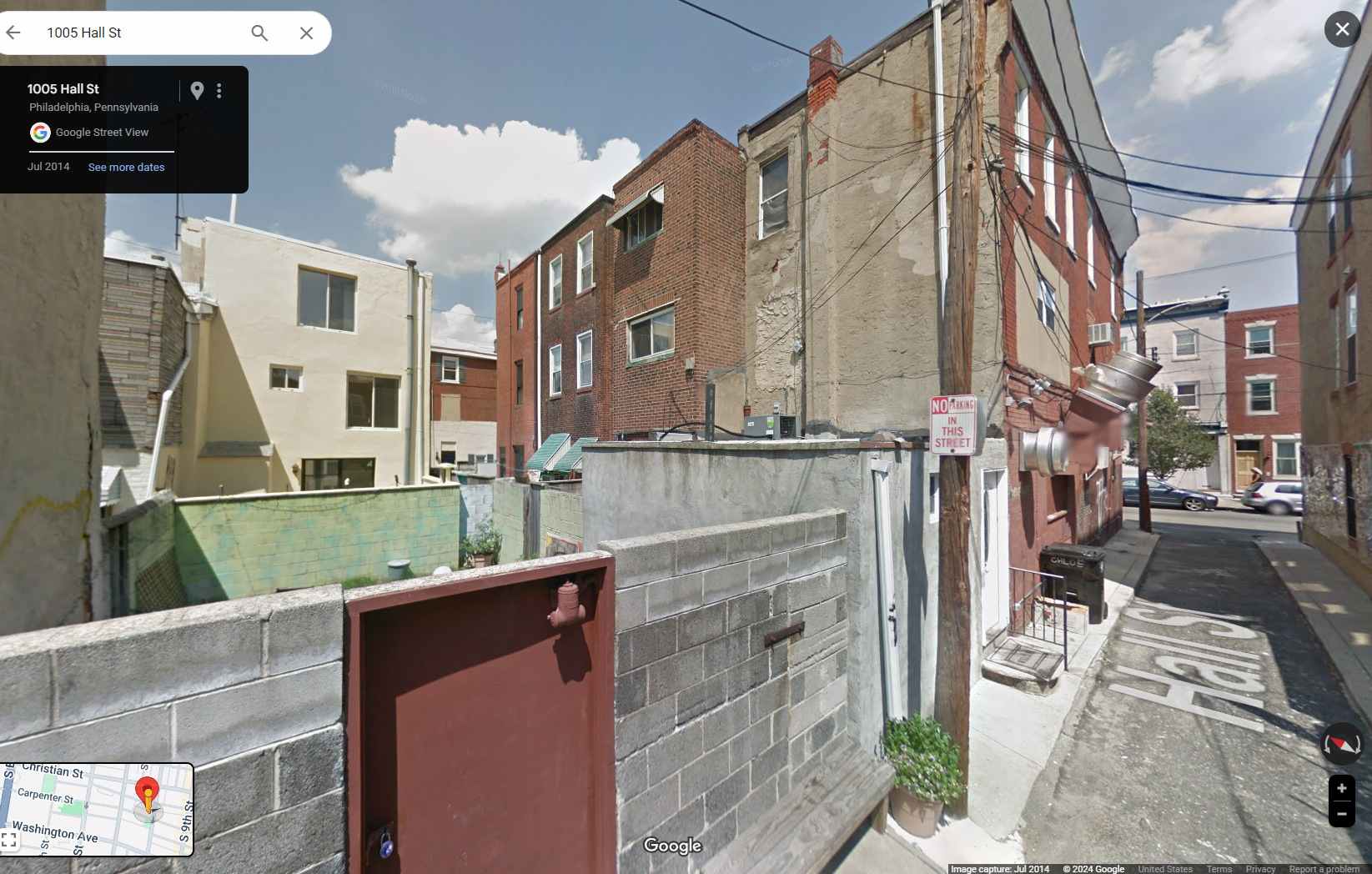 1005 Hall Street, Philadelphia. Site conditions prior to redevelopment. Credit: Google Maps via Architect Parallel Architecture Studio submitted in a zoning permit submitted to the City of Philadelphia.
