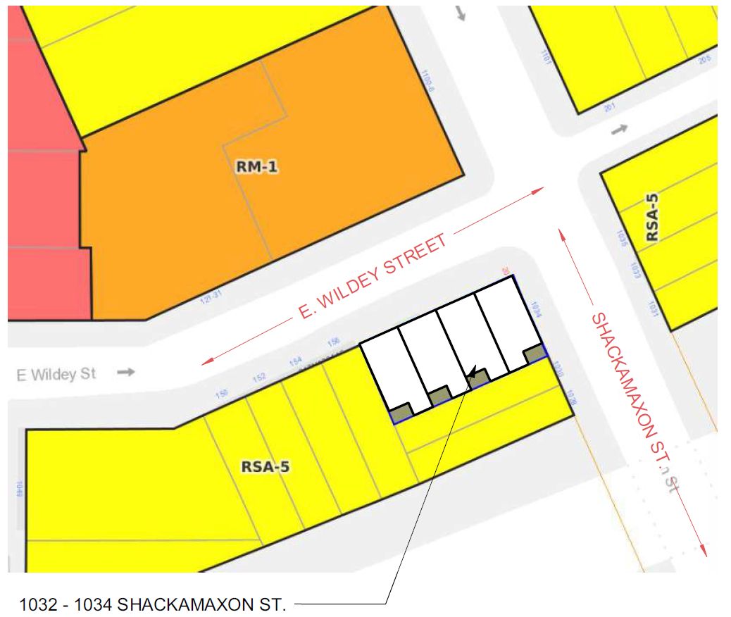 1034 Shackamaxon Street. Zoning map. Credit: CANNOdesign via the Planning Department of the City of Philadelphia