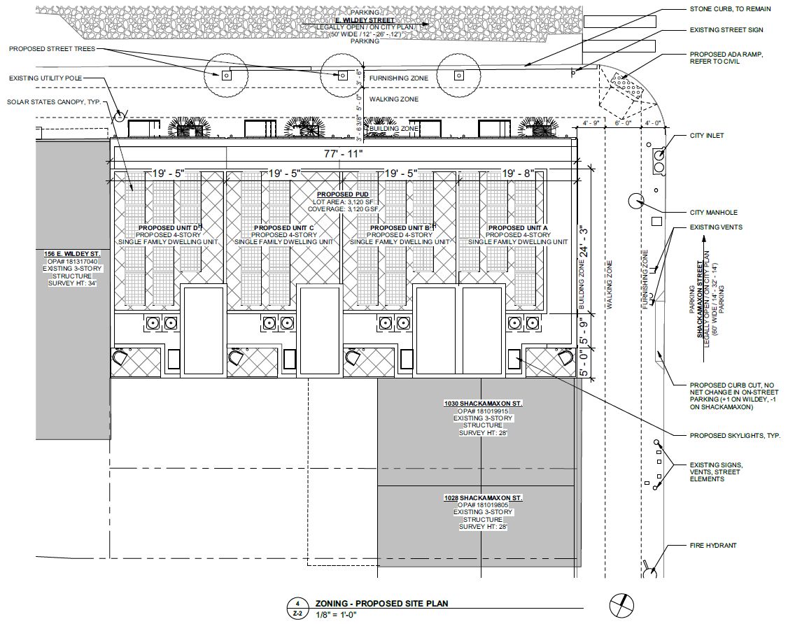 1034 Shackamaxon Street. Proposed site plan. Credit: CANNOdesign via the Planning Department of the City of Philadelphia
