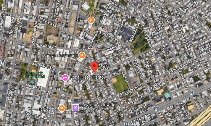 1400 East Oxford Street. Aerial view prior to redevelopment. Credit: Here's The Plan, LLC via the City of Philadelphia