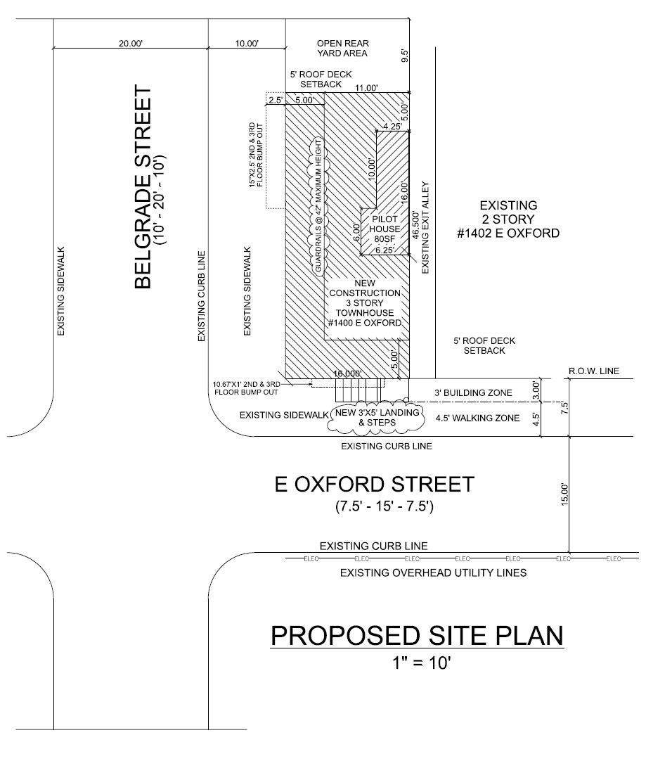 1400 East Oxford Street. Site plan. Credit: Here's The Plan, LLC via the City of Philadelphia