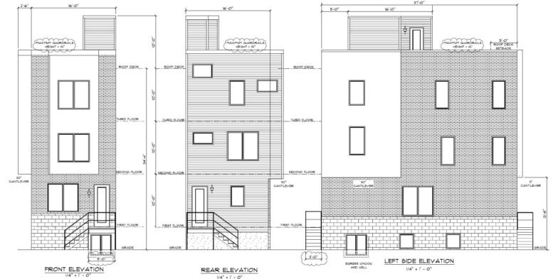 1400 East Oxford Street. Building elevations. Credit: Here's The Plan, LLC via the City of Philadelphia