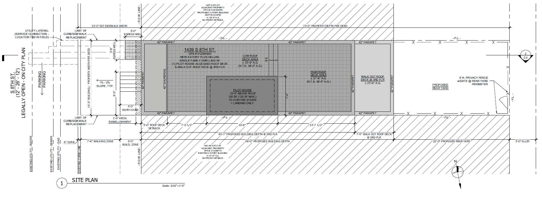 1439 South 8th Street, Philadelphia. Proposed site plan. Credit: Gnome Architects via a zoning permit submitted to the City of Philadelphia.