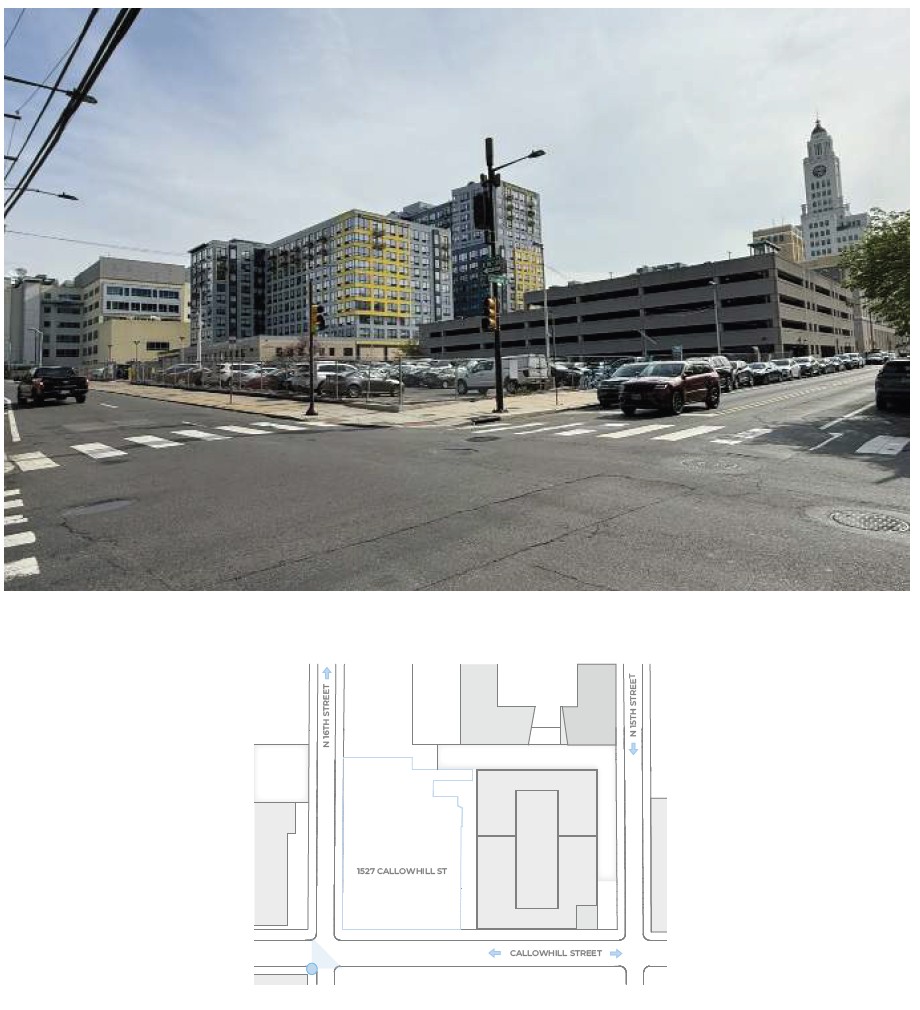 1527 Callowhill Street. Site and urban context photos prior to redevelopment. Credit: Designblendz Architecture via the Civic Design Review by the Philadelphia City Planning Commission.