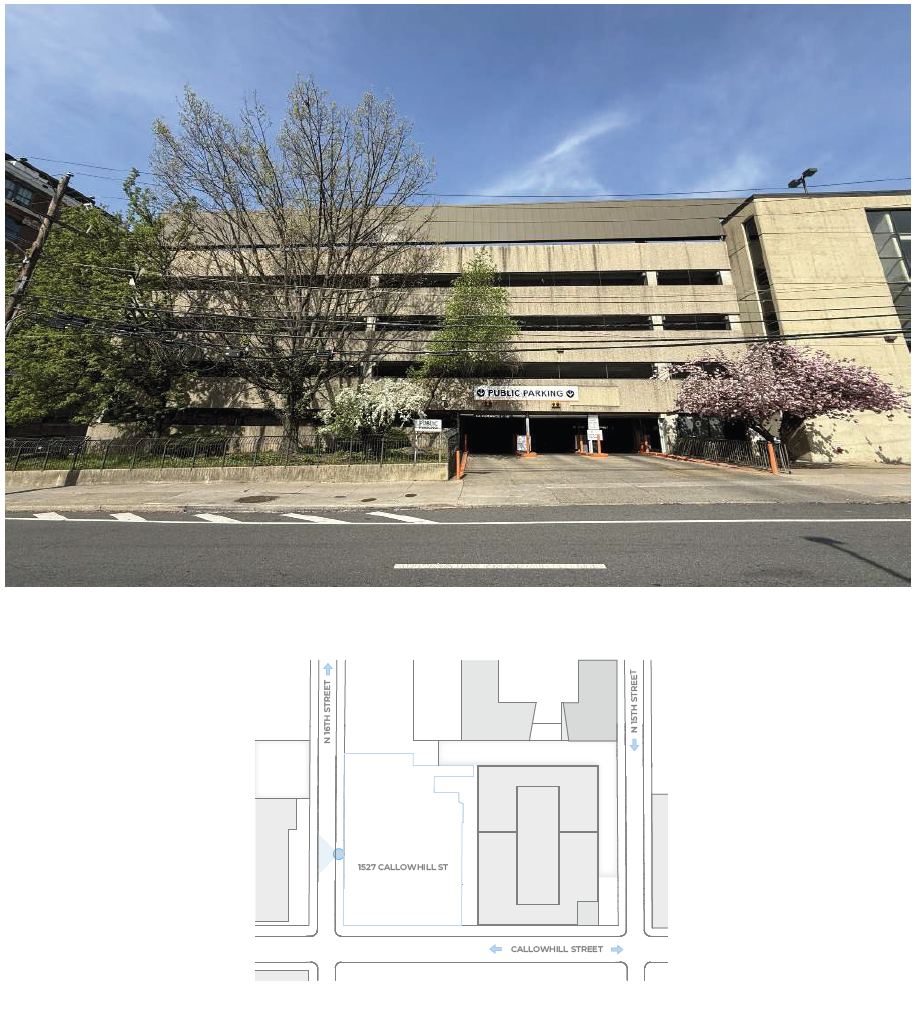 1527 Callowhill Street. Site and urban context photos prior to redevelopment. Credit: Designblendz Architecture via the Civic Design Review by the Philadelphia City Planning Commission.