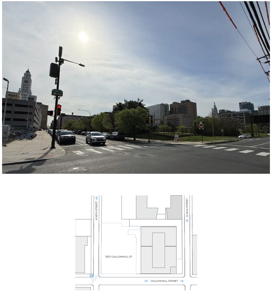 1527 Callowhill Street. Site and urban context photos prior to redevelopment. Credit: Designblendz Architecture via the Civic Design Review by the Philadelphia City Planning Commission.