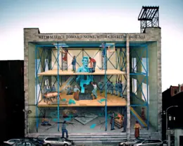 Mural: A People’s Progression Toward Equality, facing toward 19-27 South 8th Street. Credit: Mural Arts Philadelphia