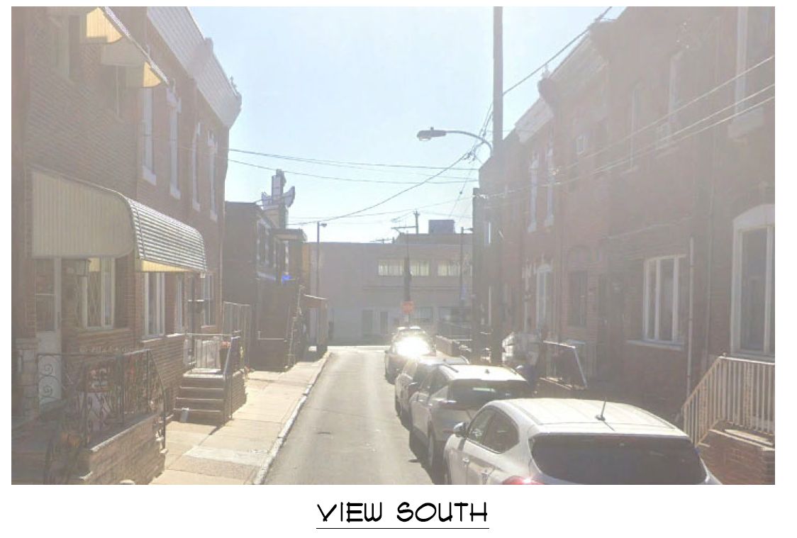1931 South Juniper Street, Philadelphia. Site conditions prior to redevelopment, with the development site on the left. Looking south. Credit: Here's The Plan, LLC via a zoning permit submitted to the City of Philadelphia.