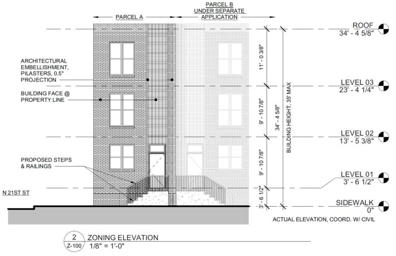 2100 Master Street. Building elevation. Credit: Moto Designshop via the City of Philadelphia