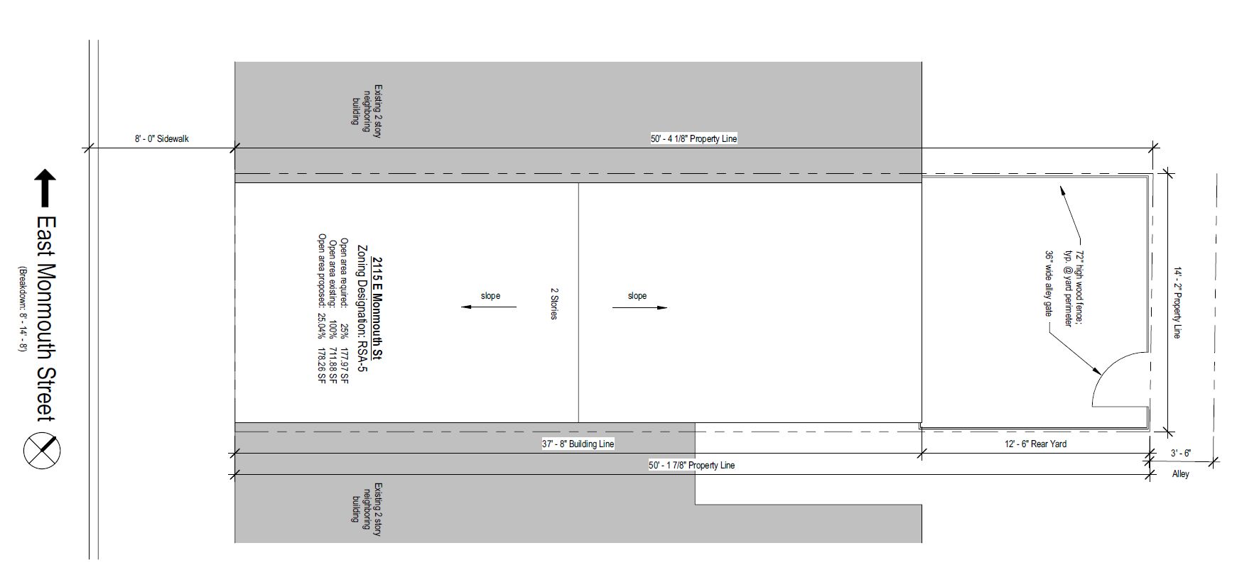 2115 East Monmouth Street, Philadelphia. Proposed site plan. Credit: Toner Architecture via a zoning permit submitted to the City of Philadelphia.