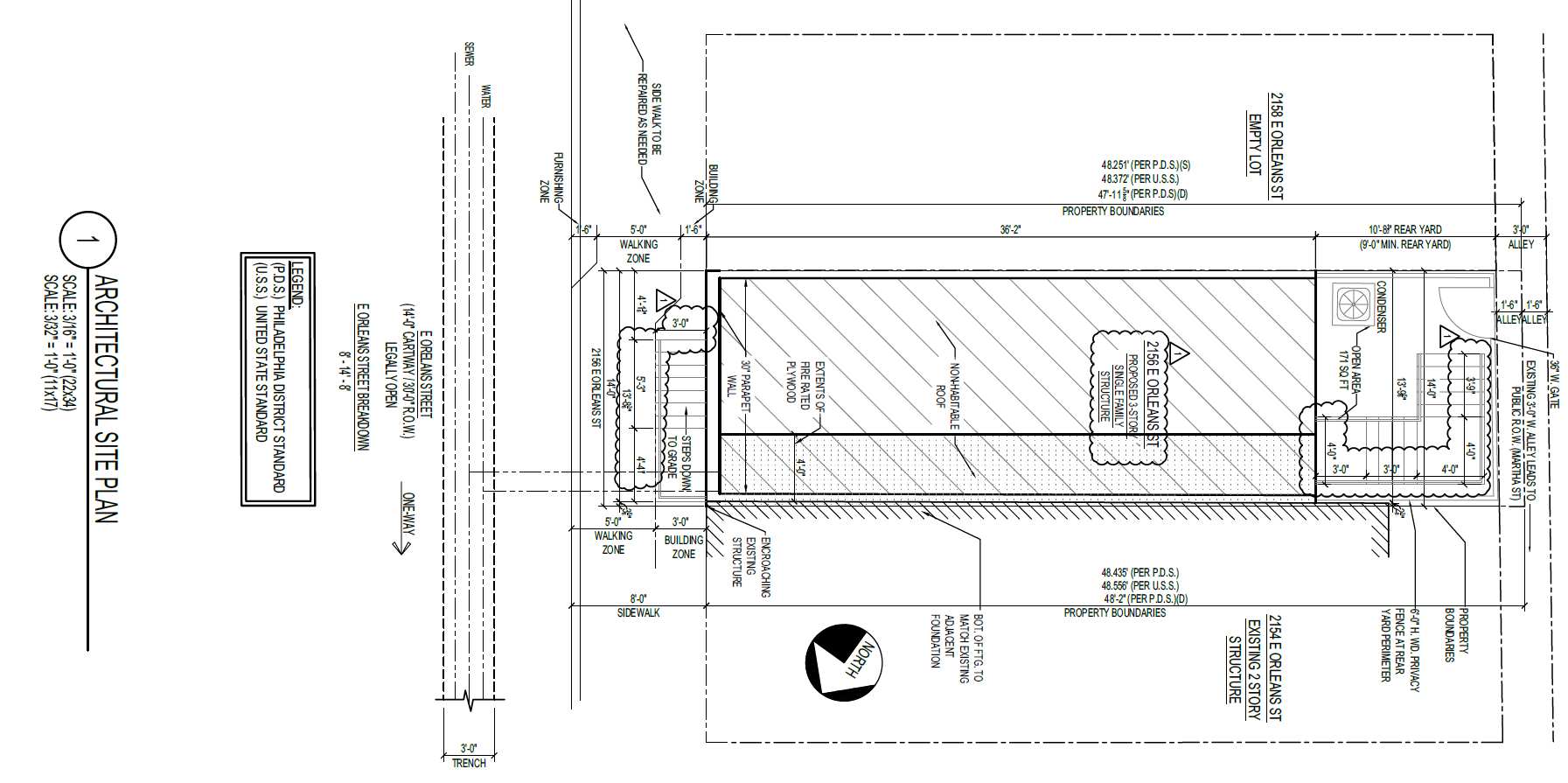 2156 East Orleans Street, Philadelphia. Proposed site plan. Credit: Marshall Sabatini Architecture via a zoning permit submitted to the City of Philadelphia.