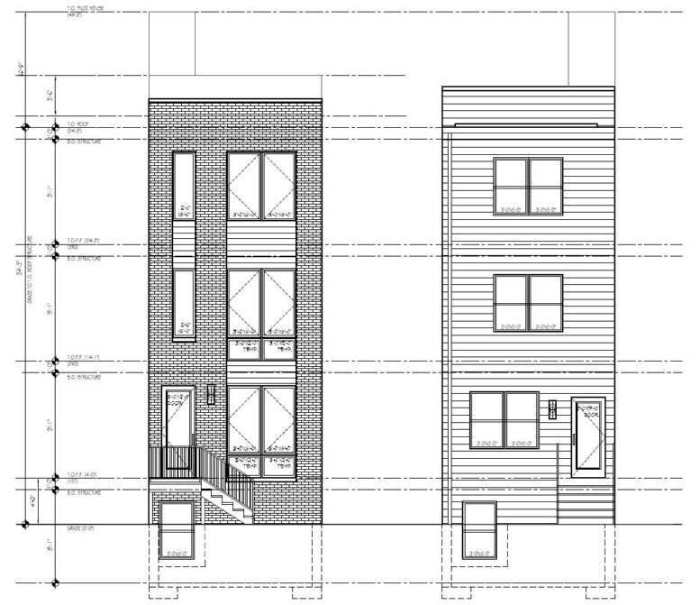 2237 North 16th Street, Philadelphia. Proposed building elevations. Credit: KCA Design Associates via a zoning permit submitted to the City of Philadelphia.