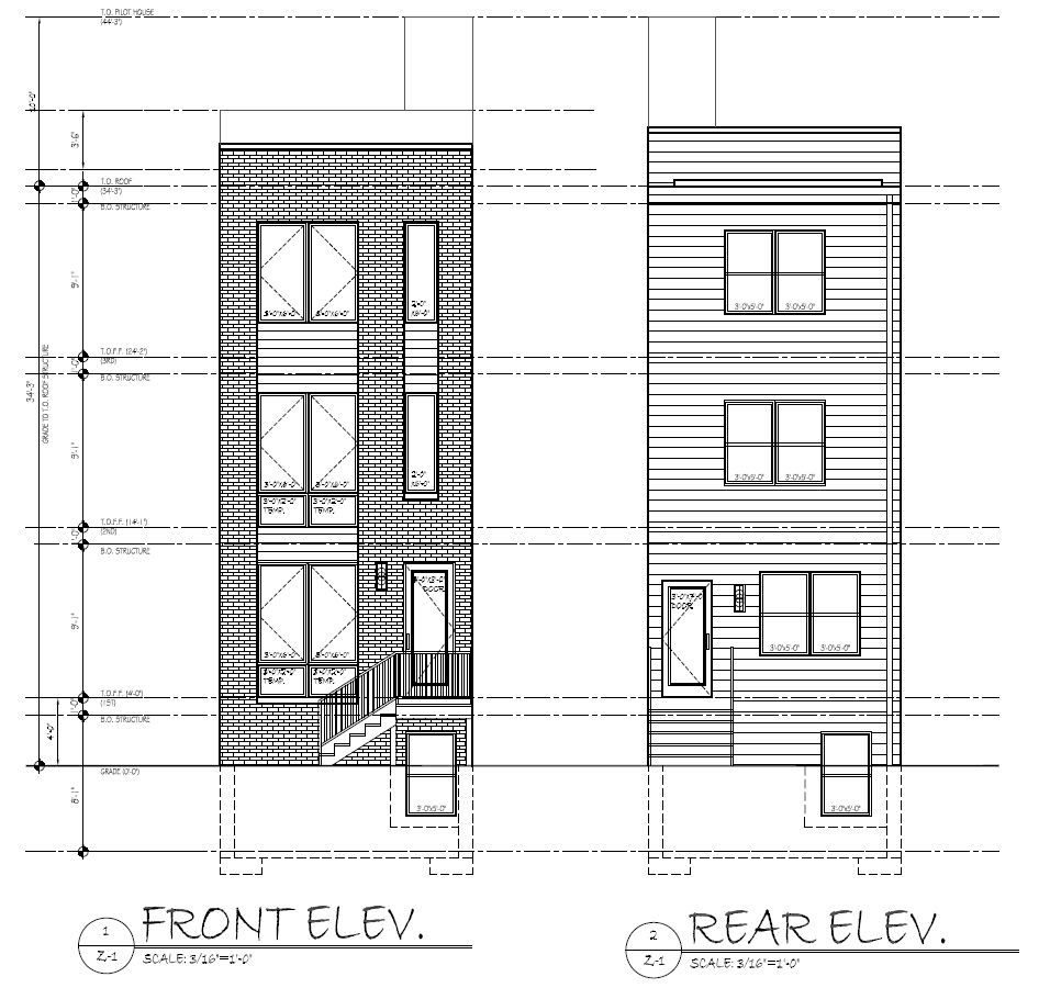 2239 North 16th Street, Philadelphia. Proposed building elevations. Credit: KCA Design Associates via a zoning permit submitted to the City of Philadelphia.
