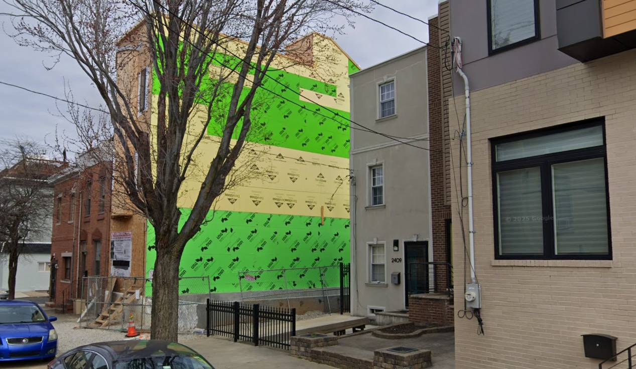 2407 East Dauphin Street, Philadelphia. Site conditions prior to redevelopment. Looking north. March 2023. Credit: Google Street View via Google Maps.