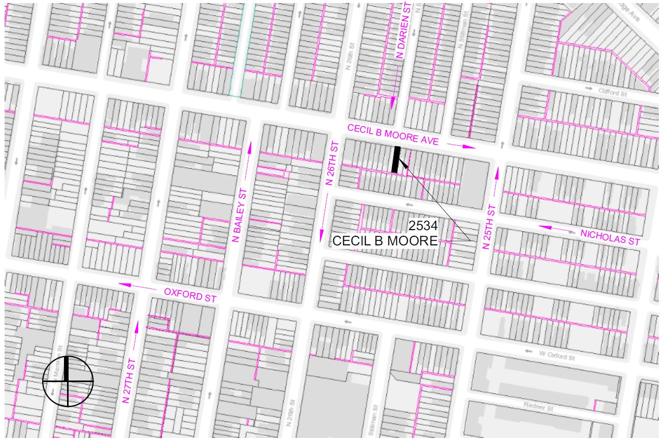 2534 Cecil B. Moore Avenue. Site map. Credit: Moto Designshop via the City of Philadelphia