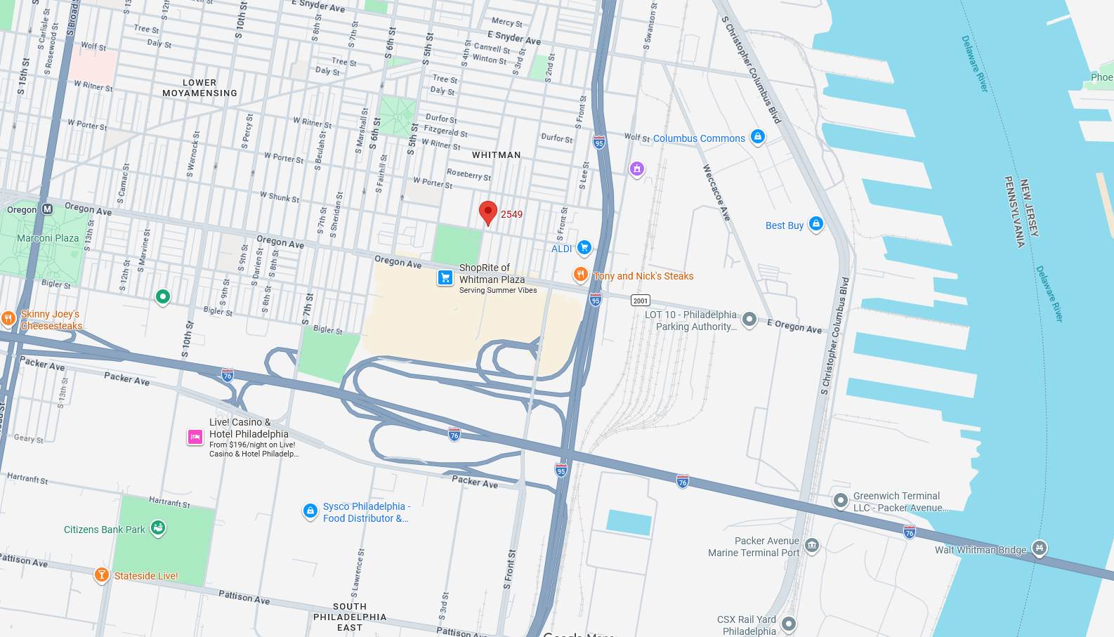 2549 South 3rd Street, Philadelphia. Project map. Credit: Google Maps.