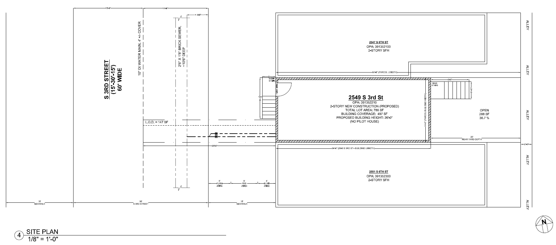 2549 South 3rd Street, Philadelphia. Proposed site plan. Credit: A2 Design Group via a zoning permit submitted to the City of Philadelphia.