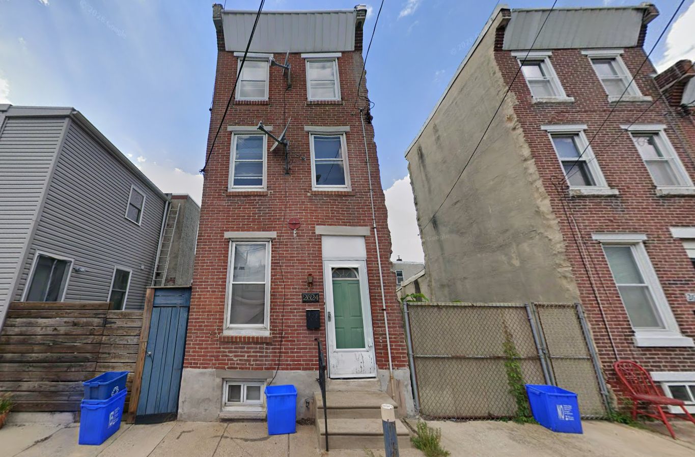 2624 Tilton Street. Site conditions prior to redevelopment. Looking northwest. July 2025. Credit: Google Street View via Google Maps