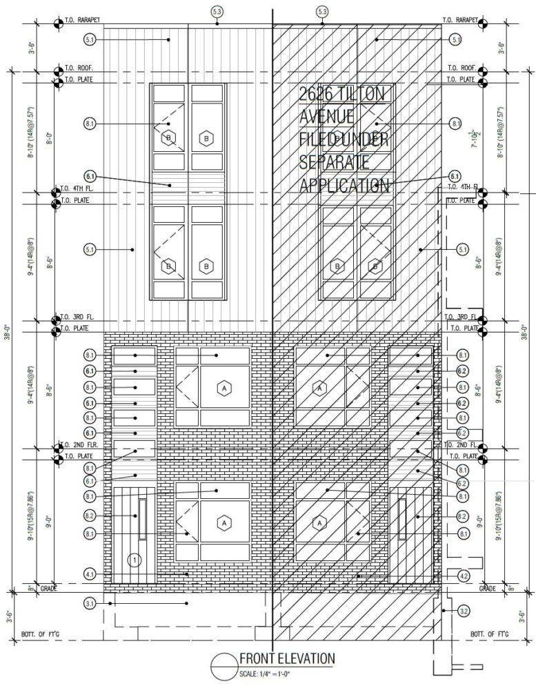 2624 Tilton Street. Building elevations. Credit: Supreme Architects via the City of Philadelphia