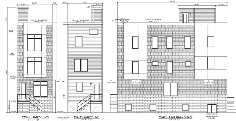 2632 Tulip Street, Philadelphia. Proposed building elevations. Credit: Here's The Plan, LLC via a zoning permit submitted to the City of Philadelphia.