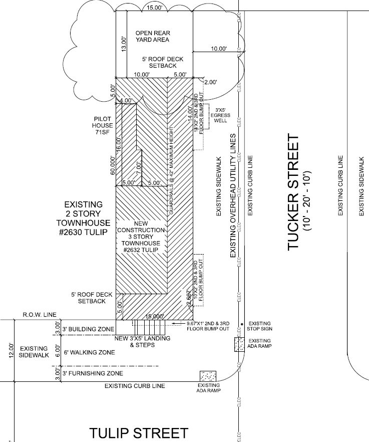 2632 Tulip Street, Philadelphia. Proposed site plan. Credit: Here's The Plan, LLC via a zoning permit submitted to the City of Philadelphia.
