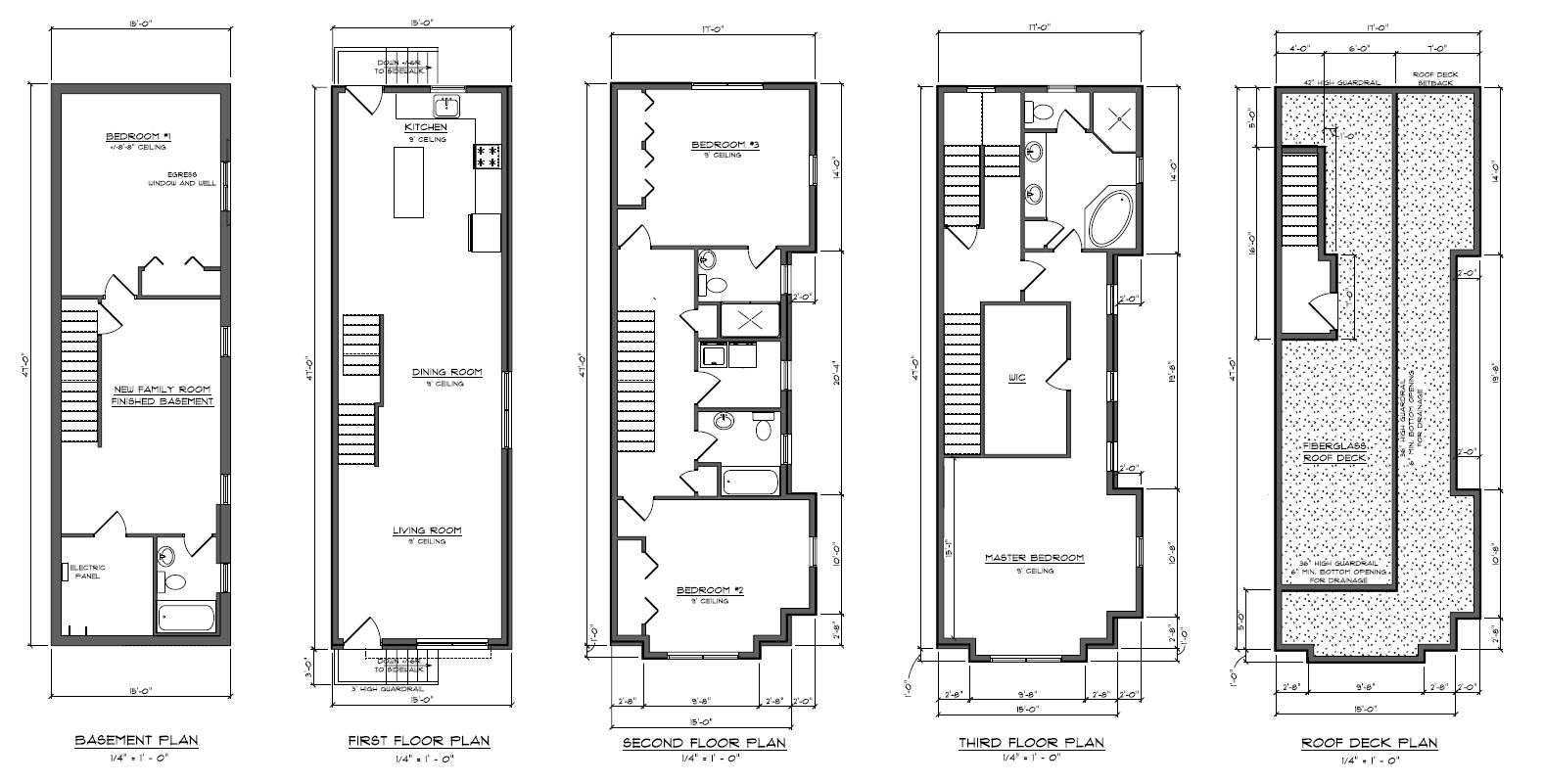 2632 Tulip Street, Philadelphia. Proposed building floor plans. Credit: Here's The Plan, LLC via a zoning permit submitted to the City of Philadelphia.