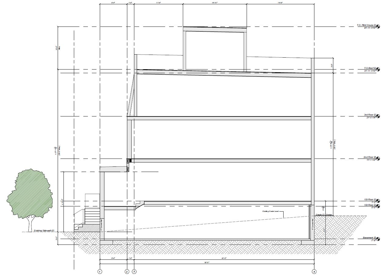 28 East Pleasant Street. Proposed building section via the Planning Department of the City of Philadelphia