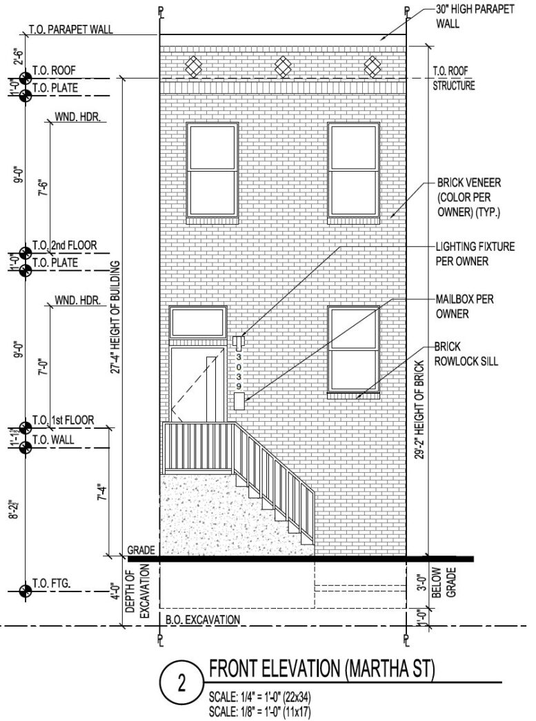 3039 Martha Street. Front building elevation. Credit: Marshall Sabatini Architecture via the City of Philadelphia
