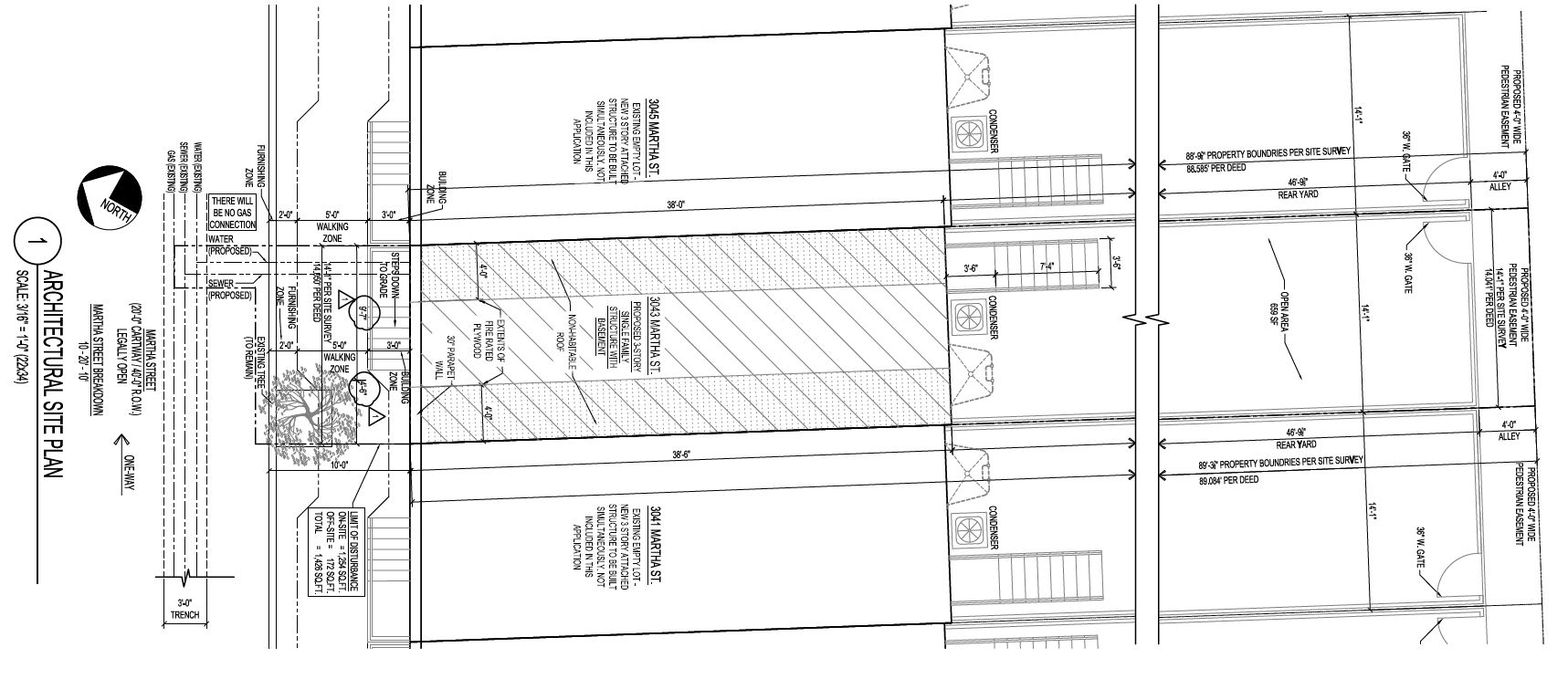 3043 Martha Street. Site plan. Credit: Marshall Sabatini Architecture via the City of Philadelphia
