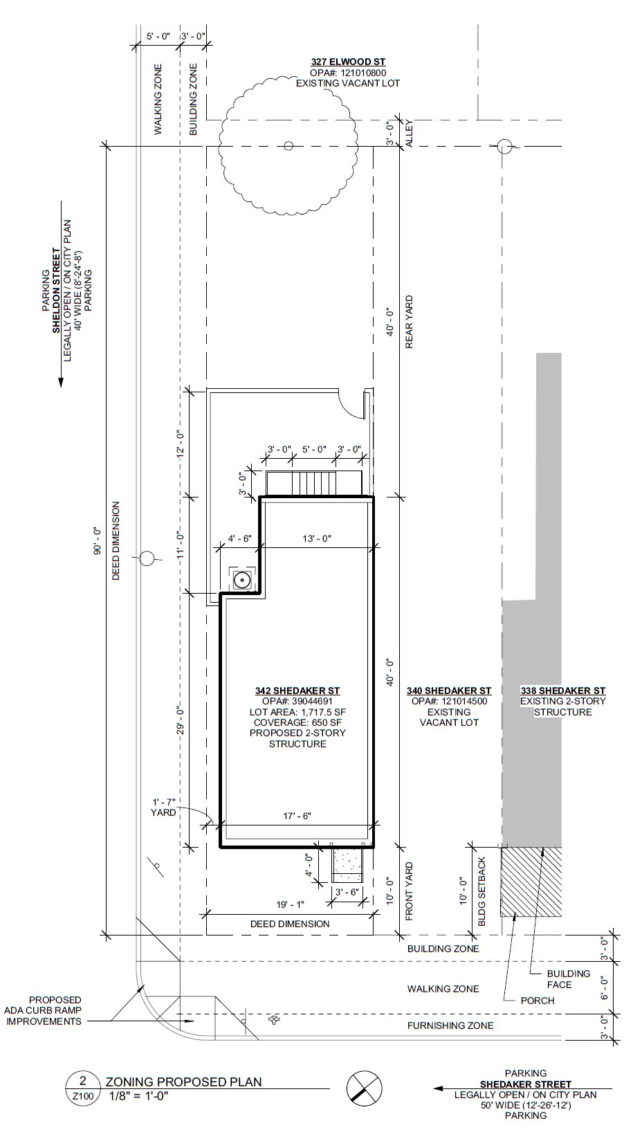 342 Shedaker Street. Proposed site plan. Credit: Moto Designshop via the Planning Department of the City of Philadelphia