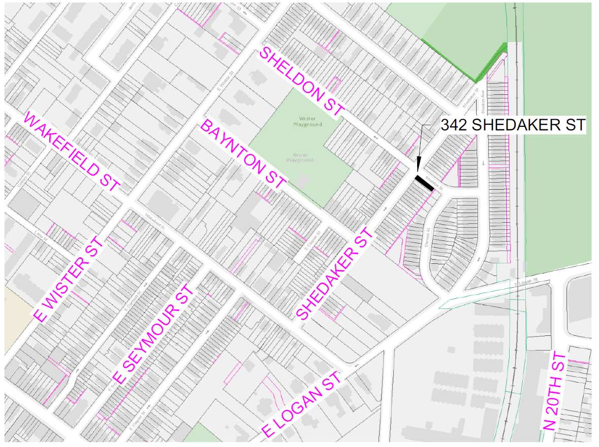 342 Shedaker Street. Project map. Credit: Moto Designshop via the Planning Department of the City of Philadelphia
