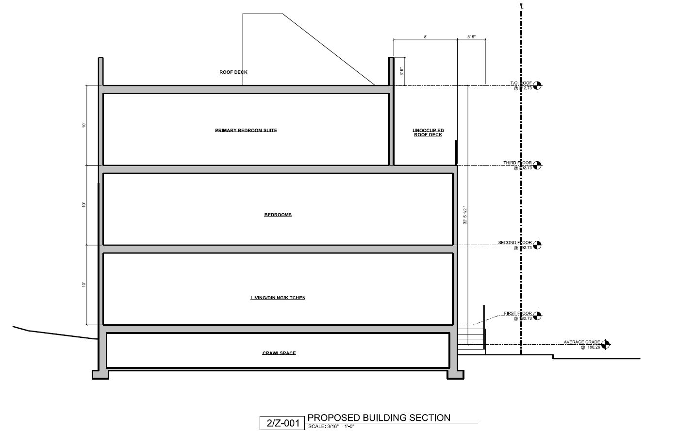 4487 Boone Street, Philadelphia. Proposed building section. Credit: Studio C Architecture via the Planning Department of the City of Philadelphia