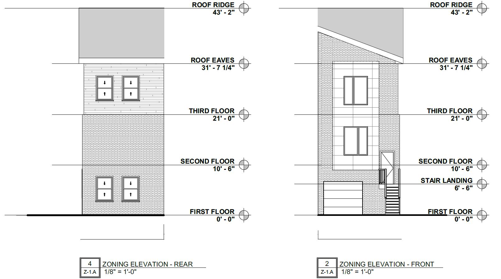 4612 Millett Street, Philadelphia. Proposed building elevations. Credit: JLS Architects via a zoning permit submitted to the City of Philadelphia.