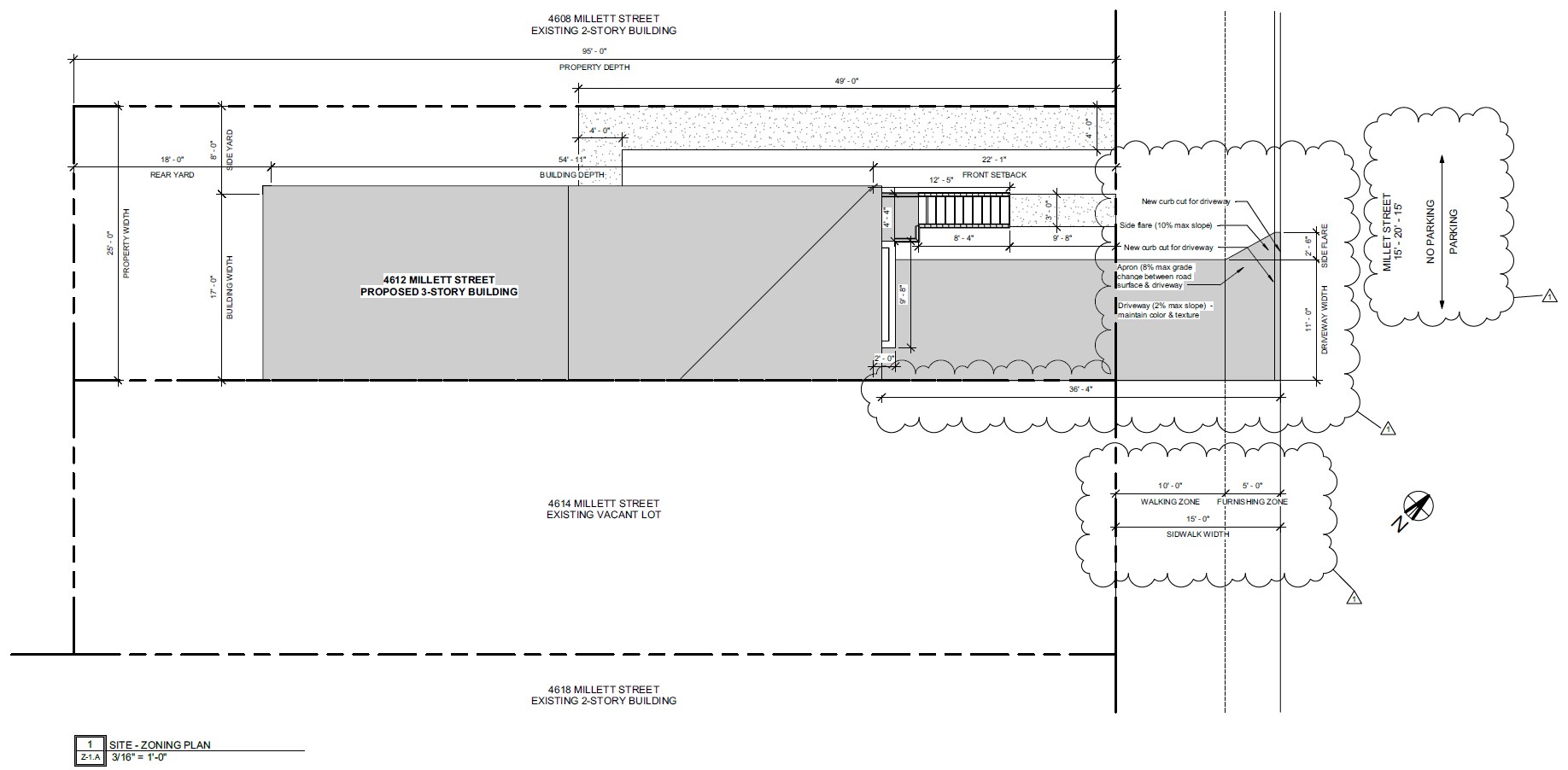 4612 Millett Street, Philadelphia. Proposed site plan. Credit: JLS Architects via a zoning permit submitted to the City of Philadelphia.