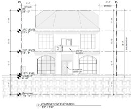 9741 Krewstown Road, Philadelphia. Proposed building elevation. Credit: Sanbar Design via a zoning permit submitted to the City of Philadelphia.