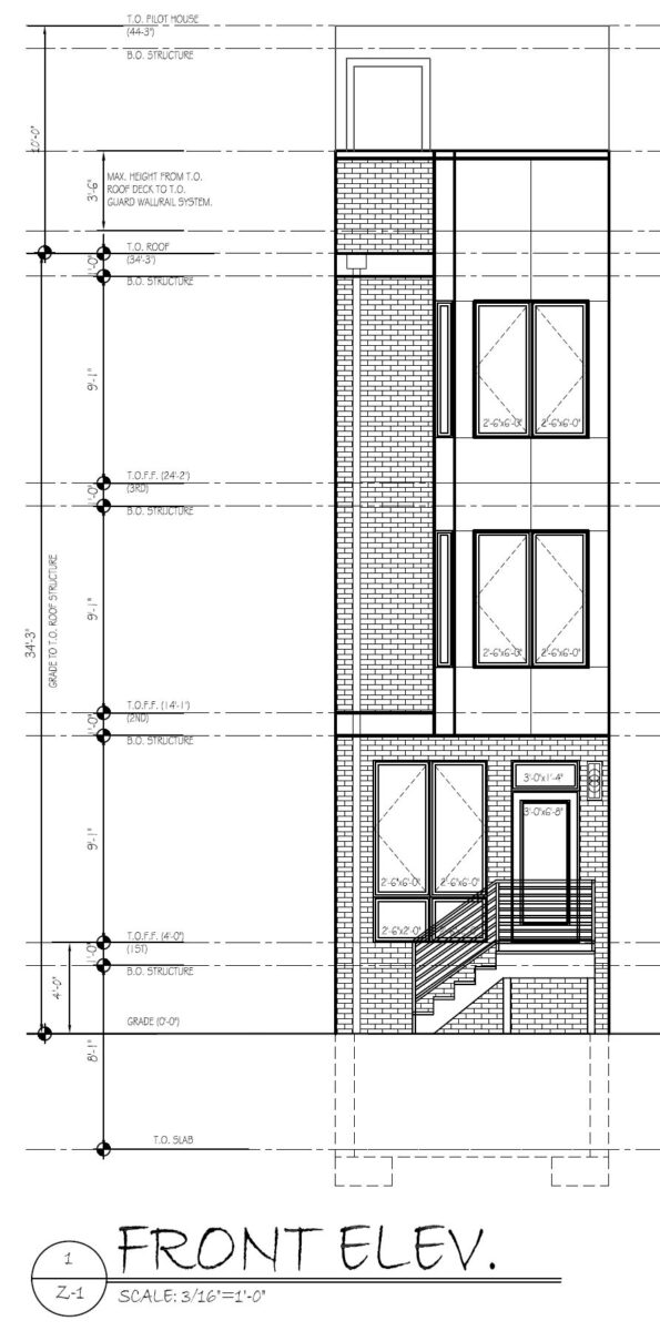 1027 West Arizona Street. Front building elevation. Credit: KCA Design Associates via the City of Philadelphia